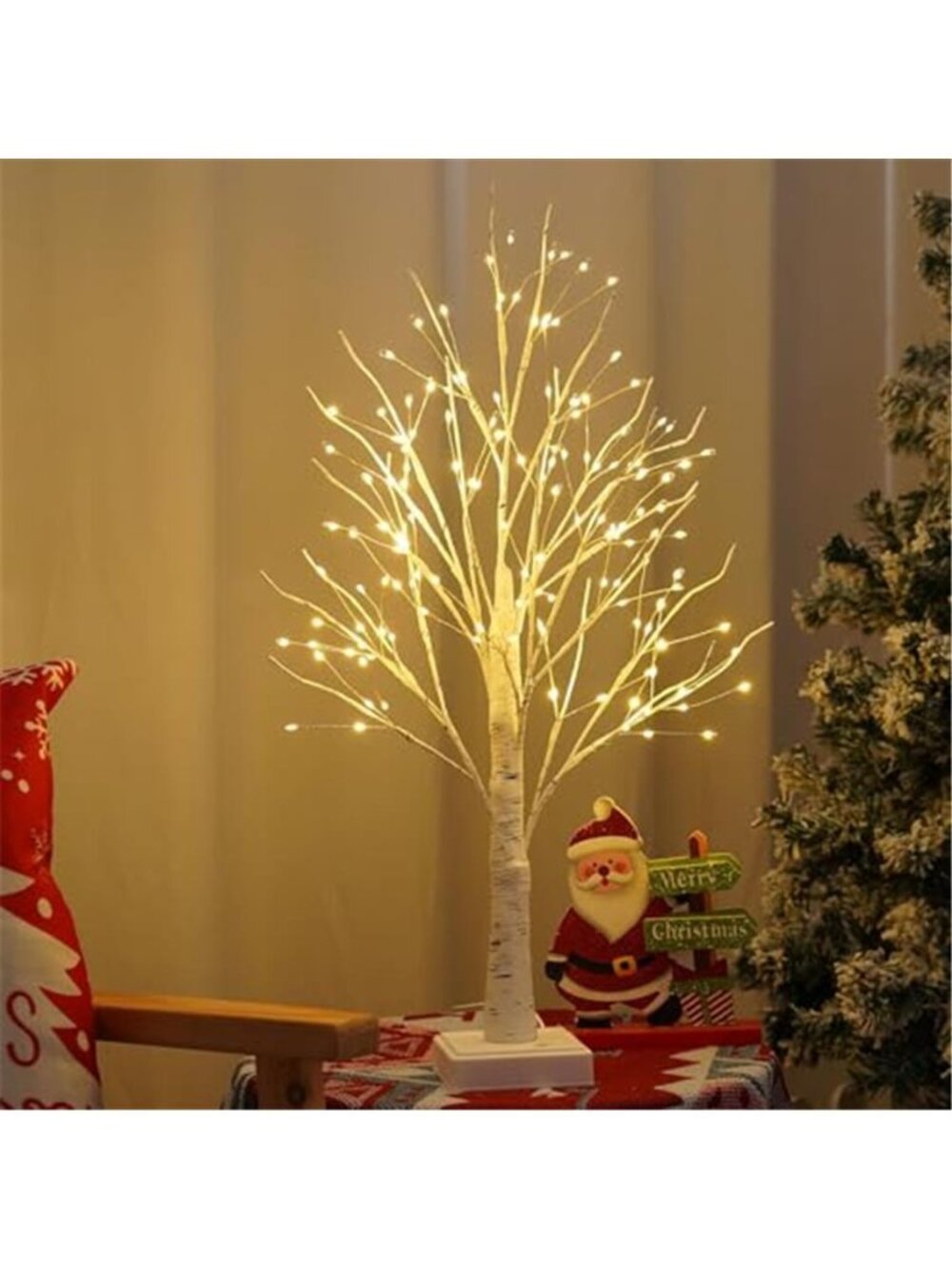 144 LED Birch Tree Light Warm White USB Battery Timer Fairy Table Decor 2ft